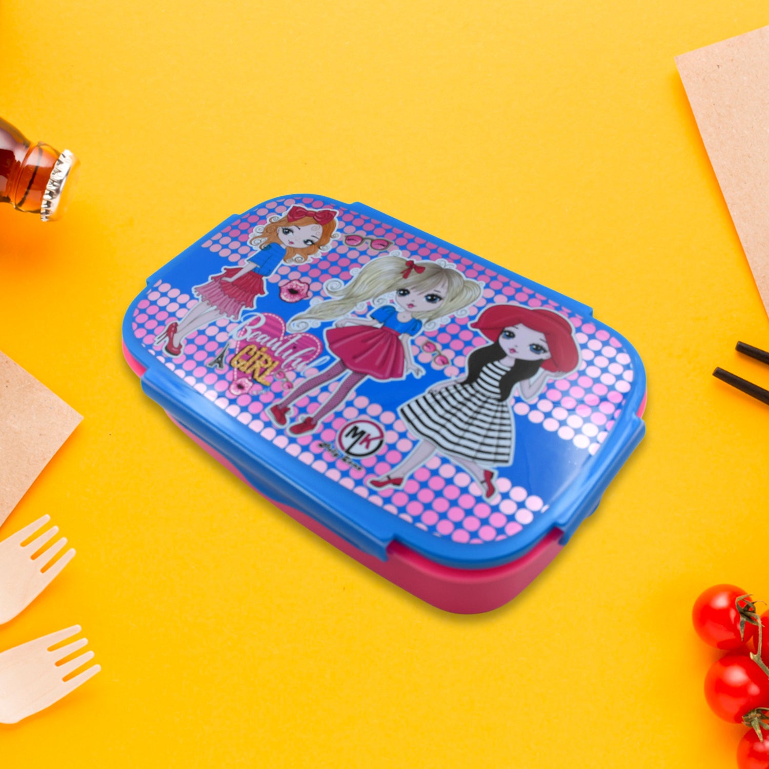 5983 Cartoon Printed Plastic Lunch Box With Inside Small Box  Spoon For Kids Air Tight Lunch Tiffin Box For Girls Boys Food Container Specially Designed For School Going Boys And Girls 5983 Cartoon Printed Plastic Lunch Box With Inside Small Box  Spoon For Kids Air Tight Lunch Tiffin Box For Girls Boys Food Container Specially Designed For School Going Boys And Girls